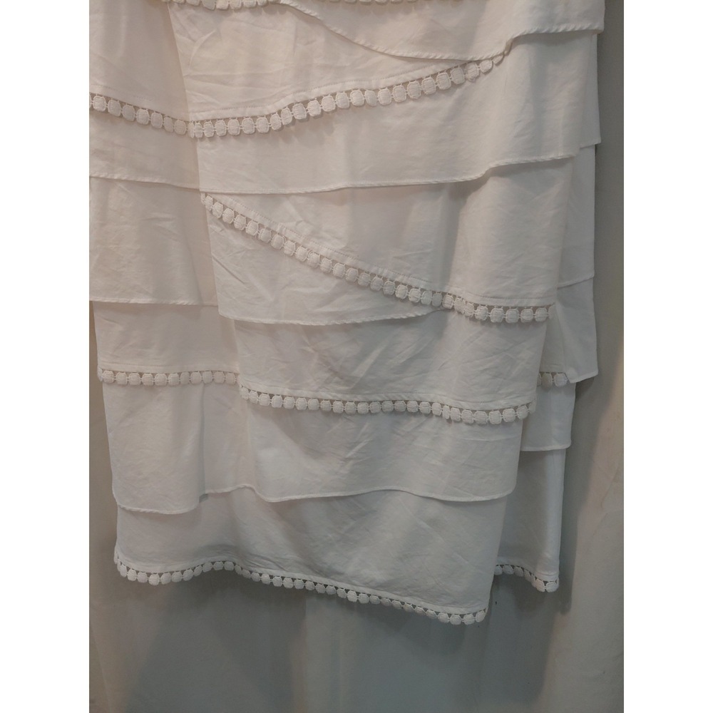 Vintage White Dress sz 18 Unique Tiered Ruffle Layering With Tassels - Picture 3 of 13